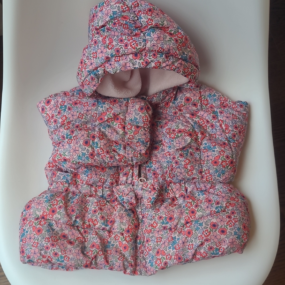 GAP Kids Floral Puffer Jacket - Pink and Blue